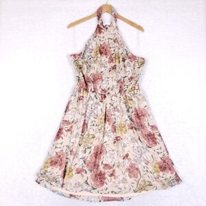 Charlotte Russe Floral Halter Dress 1XL Plus Size‎ Lined A-Line Boho Spring